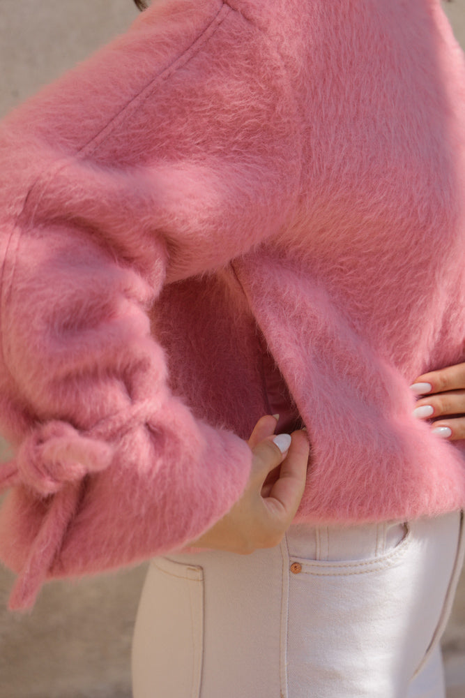 ROSARY MOON Mohair Shaggy Short Coat