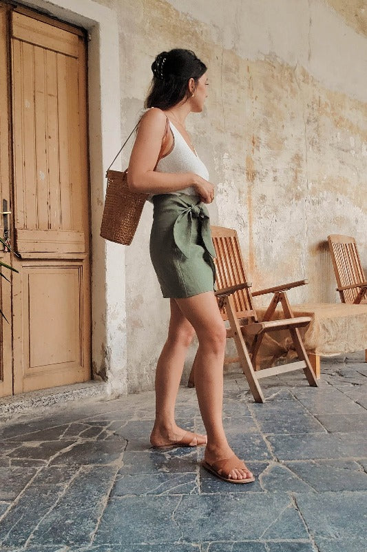 【INCHANT ME】Basil Chiffon Wrap Skirt Chiffon Skirt, Boho Chiffon Wrap Skirt, Summer Swing Chiffon